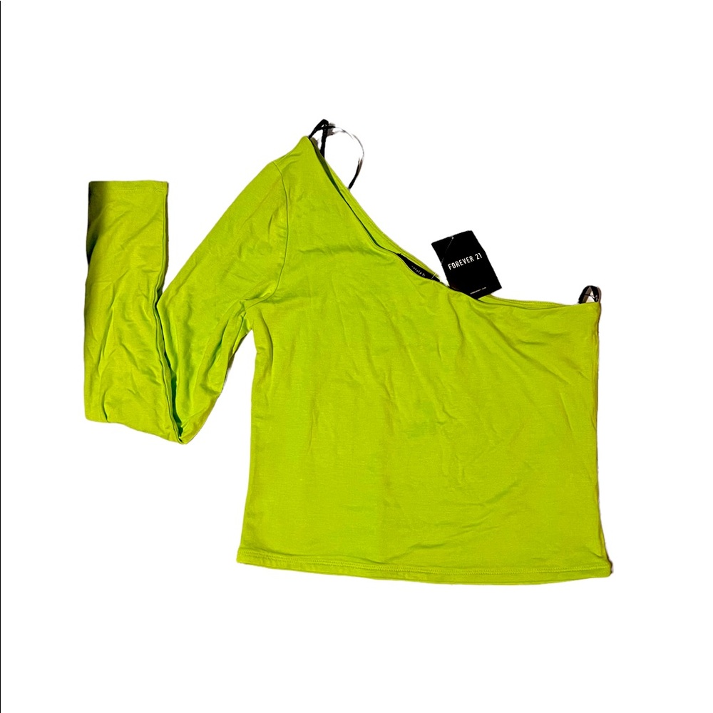 Neon green one shoulder crop top